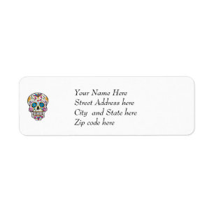 Cute Sugar Skull Lycklig Day of the dead Returadress Etikett