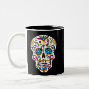 Cute Sugar Skull Lycklig Day of the dead Två-Tonad Mugg