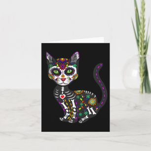 Cute Sugar Skull Mexikansk katt Halloween-dagen på Kort