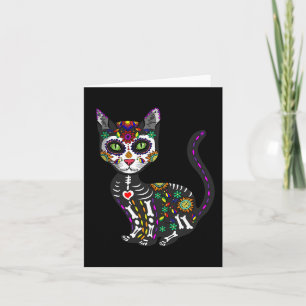 Cute Sugar Skull Mexikansk katt Halloween-dagen på Kort