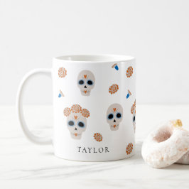 Cute Sugar Skull Mönster | Modern Halloween Kaffemugg