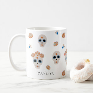 Cute Sugar Skull Mönster Modern Halloween Kaffemugg