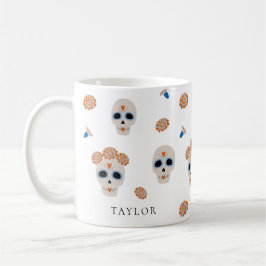 Cute Sugar Skull Mönster | Modern Halloween Kaffemugg