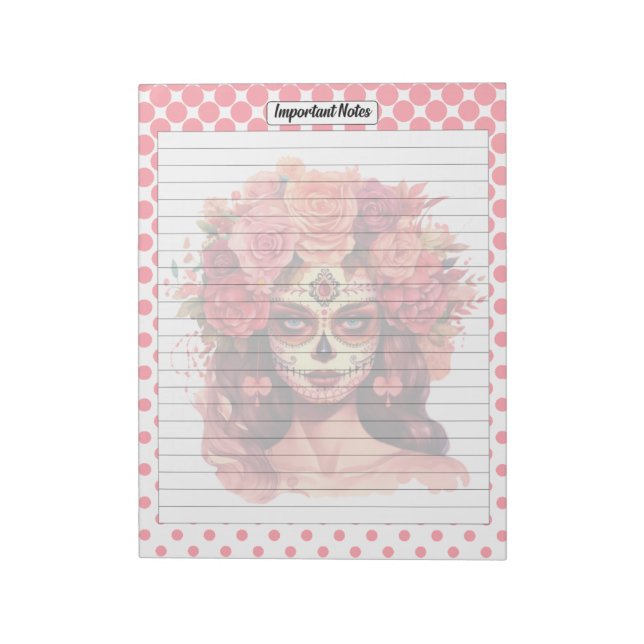 Cute Sugar Skull - viktiga anteckningar Anteckningsblock (Roterad)
