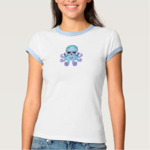 Cute Sugar Skull Zombie Octopus - Blue