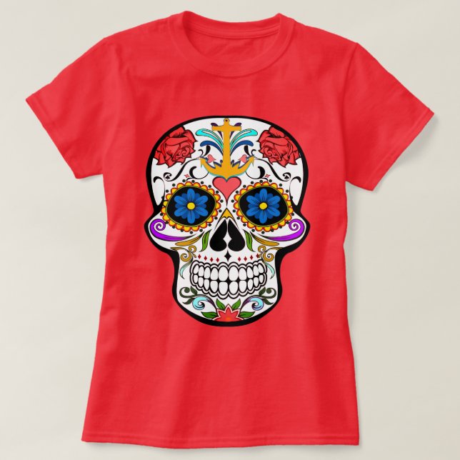 Cute Sugar Skullankarskjorta ro coola T Shirt (Design framsida)
