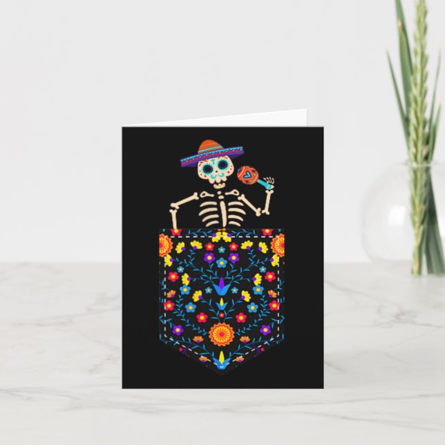 Cute Sugar Skulleton i Pocket Mexikanska cinco Kort (Framsida)