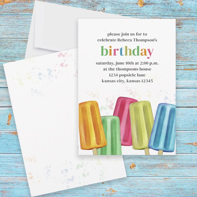 Cute Summer Birthday Popsicles Anpassningsbar Inbjudningar (Skapare uppladdad)