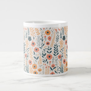 Cute Summer Blommönster Ljusa färger Jumbo Mugg