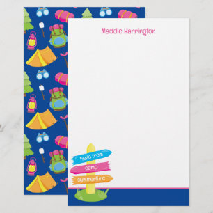 Cute Summer Camp Mönster Brevpapper