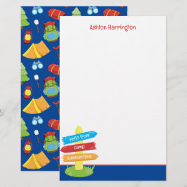 Cute Summer Camp Mönster Brevpapper