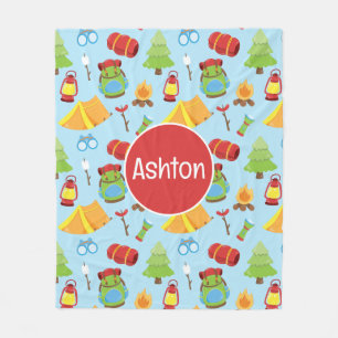 Cute Summer Camp Mönster Fleecefilt