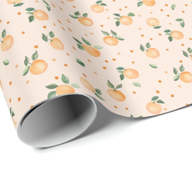 Cute Summer Citrus Oranges Fruit Pattern Presentpapper (Rullad Hörn)