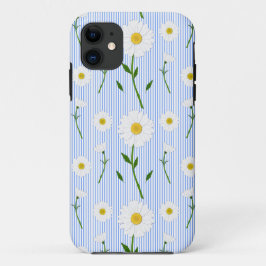 Cute Summer Daisy Mönster Light Blue Rand