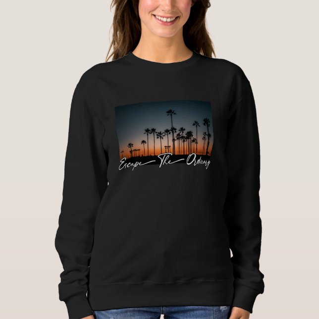 Cute Summer Escape Ordinary Handflatan Träd Sunset T Shirt (Framsida)