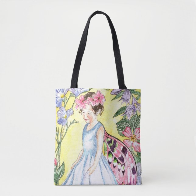 Cute Summer Fairy Tote Bag Tygkasse (Framsida)