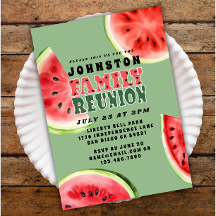 Cute Summer Family Reunion Watercolor Watermelon Inbjudningar