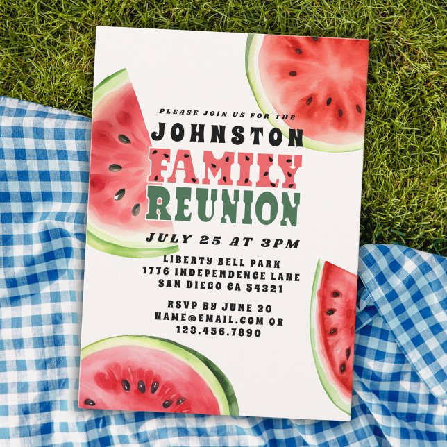 Cute Summer Family Reunion Watercolor Watermelon Inbjudningar (Skapare uppladdad)
