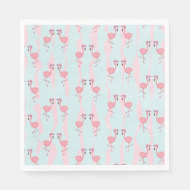 Cute Summer Flamingo Pattern in Rosa & Grönt Party Pappersservett