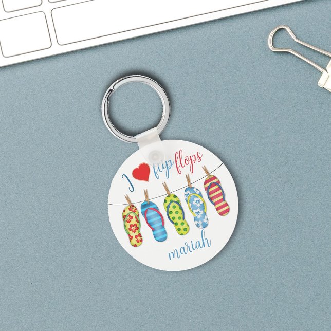 Cute Summer Flinflip flops Anpassningsbar Nyckelring (I love flip flops custom keychain. )