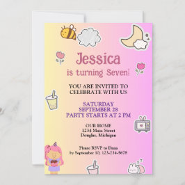 Cute Summer Födelsedagsfest Inbjudningar