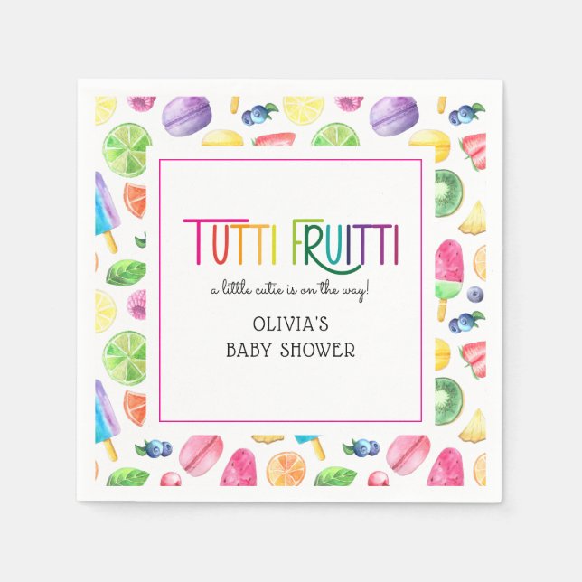 Cute Summer Fruit Tutti Fruitti Baby Shower Pappersservett (Framsidan)