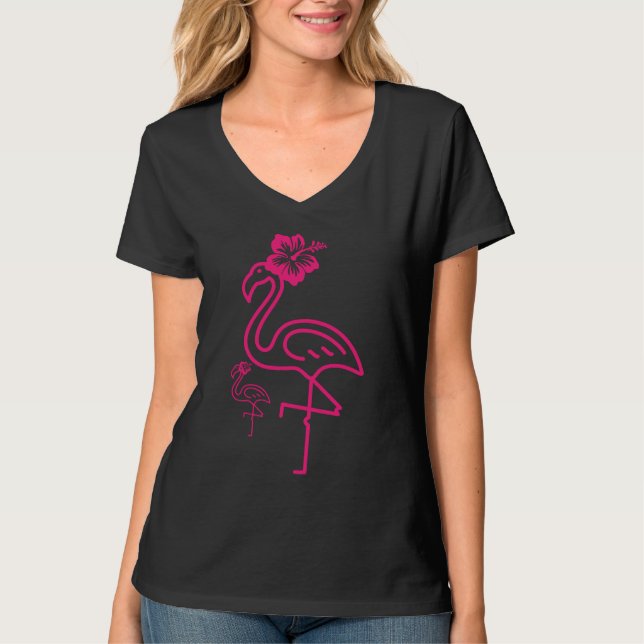 Cute Summer Girly Flamingo T Shirt (Framsida)