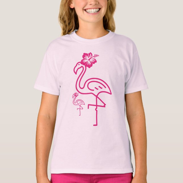 Cute Summer Girly Flamingo T Shirt (Framsida)