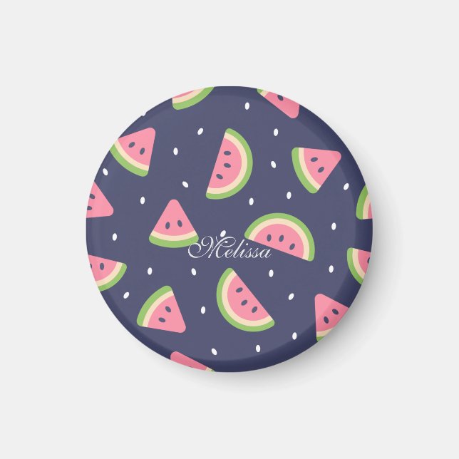 Cute Summer Grönt Rosa Watermelon Fruit Slices Magnet (Framsidan)