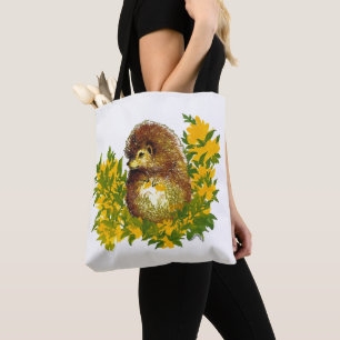 Cute Summer Hedgehog Critter Designad Finare Bag Tygkasse