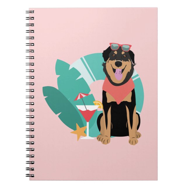 Cute Summer Hund med solglasögon Anteckningsbok (Framsidan)