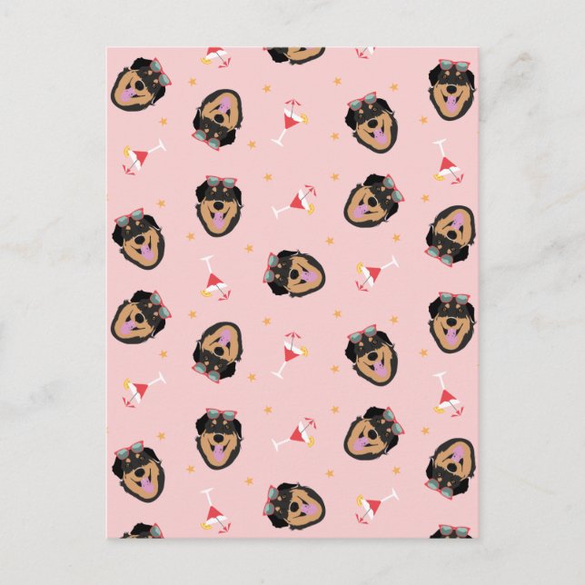 Cute Summer Hund med solglasögon Mönster Vykort (Framsida)