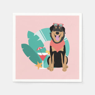 Cute Summer Hund med solglasögon Pappersservett