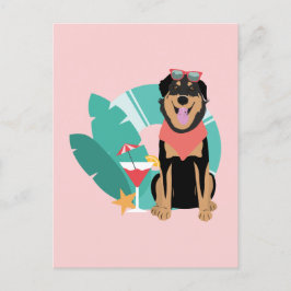 Cute Summer Hund med solglasögon Vykort