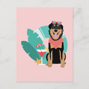 Cute Summer Hund med solglasögon Vykort