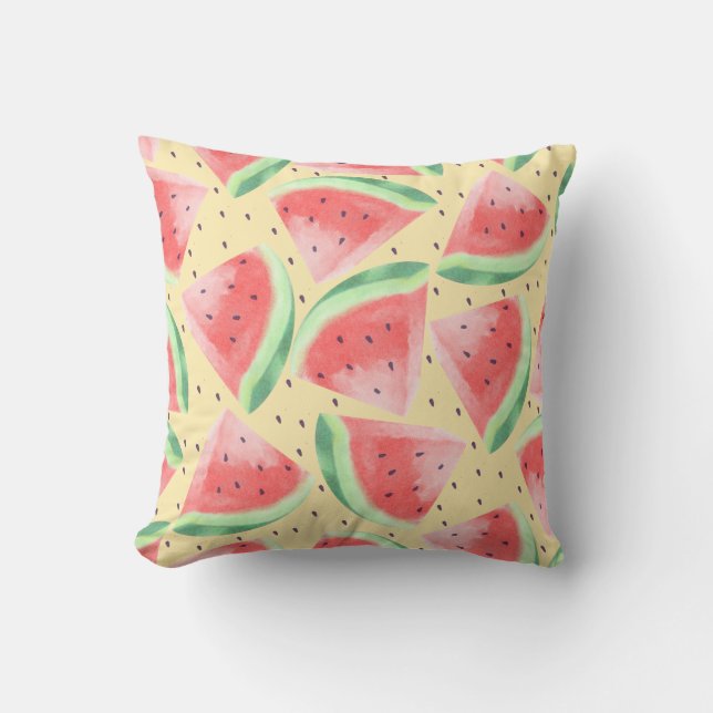 Cute Summer Kawaii Watercolor Watermelon Kudde (Framsida)