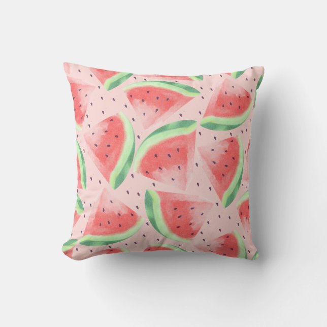 Cute Summer Kawaii Watercolor Watermelon Kudde (Framsida)