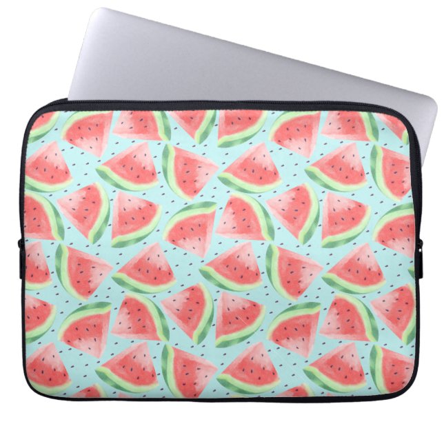 Cute Summer Kawaii Watercolor Watermelon Laptop Fodral (Framsidan)
