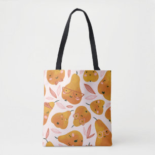 Cute Summer mönster med orange päron. Tygkasse