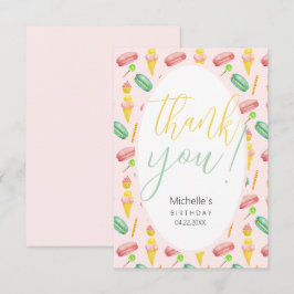 Cute Summer Party Watercolor Illustration Mönster Tack Kort