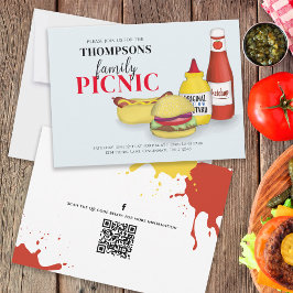 Cute Summer Picnic BBQ Roligt QR Code Social Media Inbjudningar