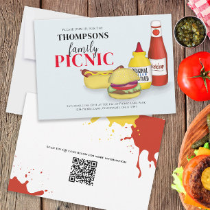 Cute Summer Picnic BBQ-Roligt Whimsical QR-kod Inbjudningar