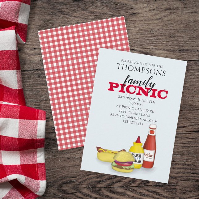 Cute Summer Picnic Trendig Cookout Whimsical Inbjudningar (Skapare uppladdad)