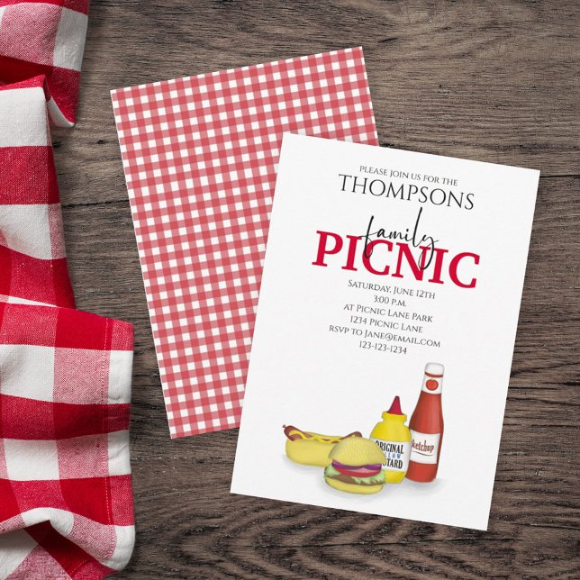 Cute Summer Picnic Trendig Cookout Whimsical Inbjudningar (Skapare uppladdad)