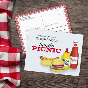 Cute Summer Picnic Trendig Cookout Whimsical Vykort