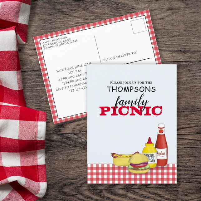 Cute Summer Picnic Trendig Cookout Whimsical Vykort (Skapare uppladdad)