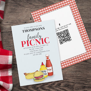 Cute Summer Picnic Trendig QR Code Social Media Inbjudningar