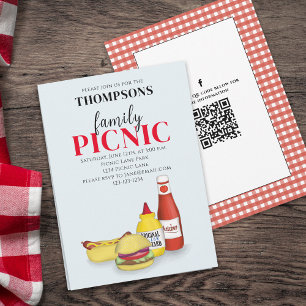 Cute Summer Picnic Trendig QR Code Social Media Inbjudningar