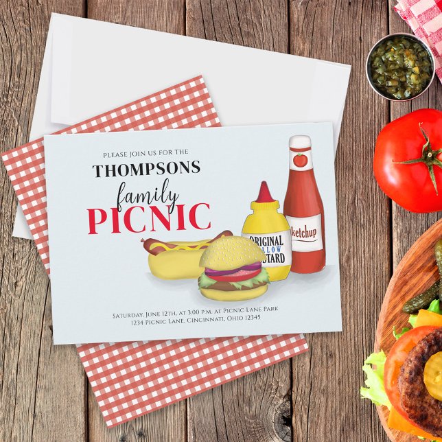 Cute Summer Picnic Trendig Whimsical Gingham Inbjudningar (Skapare uppladdad)