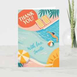 Cute Summer Pool Party Thank You Beach Tropical Kort